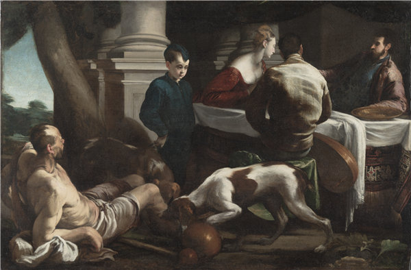 雅各布巴萨诺（Jacopo Bassano）-拉撒路和财主 1550年 意大利油画