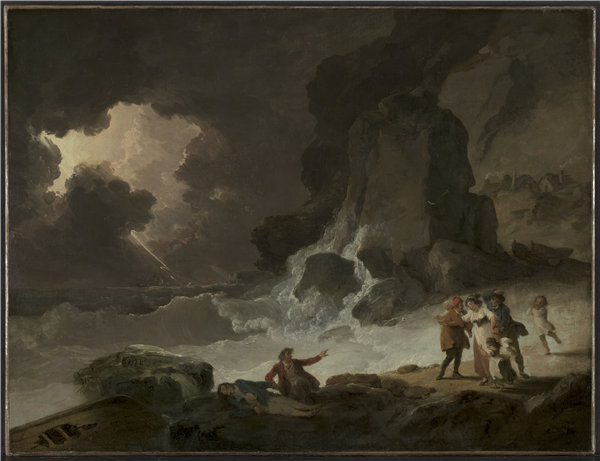 朱利叶斯·凯撒·伊贝森（Julius Caesar Ibbetson，英国，1759-1817 年）-怀特岛背后的风暴油画