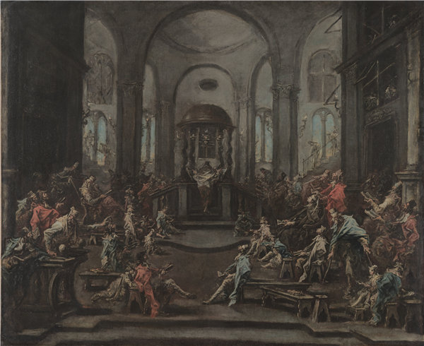 亚历山德罗·马格纳斯科（Alessandro Magnasco）-犹太教堂的内部，1725-1735年 意大利油画