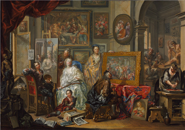 约翰·格奥尔格·普拉策（Johann Georg Platzer）-艺术家工作室，1740-1750 年 奥地利油画