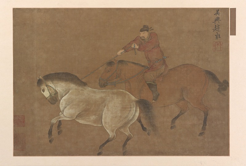 元代画家赵雍作品-套索马的骑手