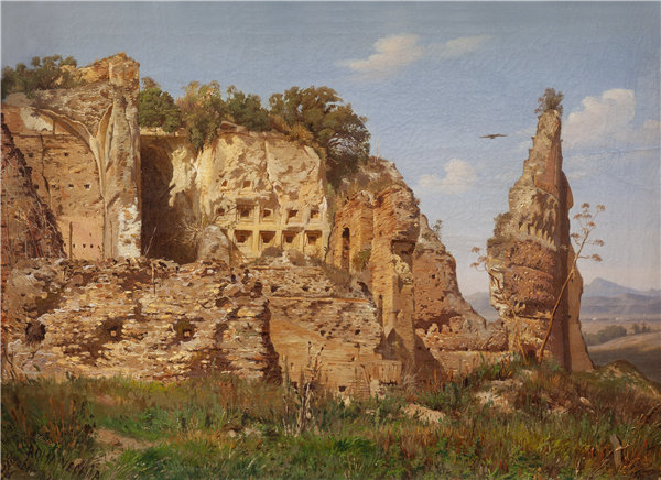 哈拉尔德·杰里绍 (Harald Jerichau，1851-1878)-罗马风景 1870 年 法国油画