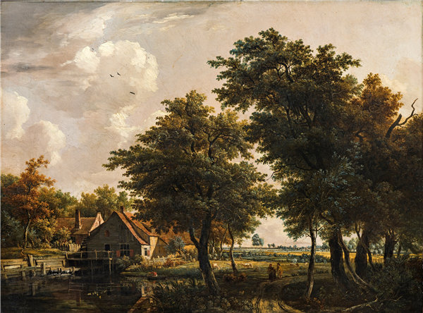 埃格伯特·范·德里尔斯特（Egbert van Drielst ）-《带水车的风景》荷兰油画