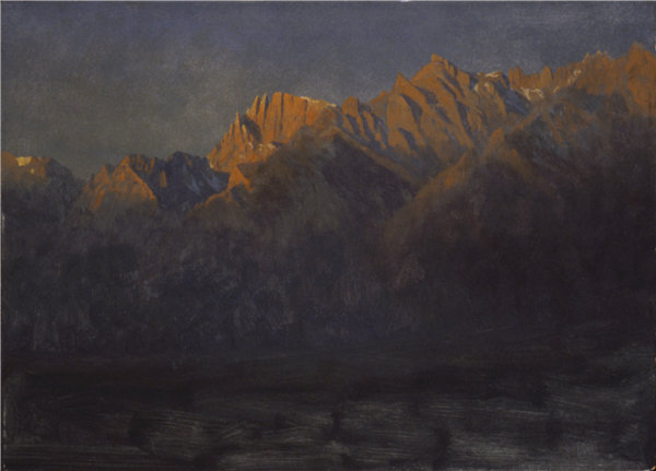 阿尔伯特·比尔施塔特（Albert Bierstadt）-山脉的日出高清油画下载
