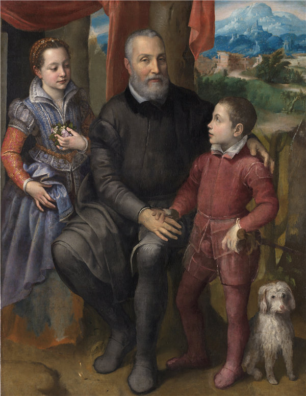 索芙尼斯芭·安圭索拉(Sofonisba Anguissola)-艺术家的父亲 Amilcare Anguissola 和她的兄弟姐妹 意大利油画