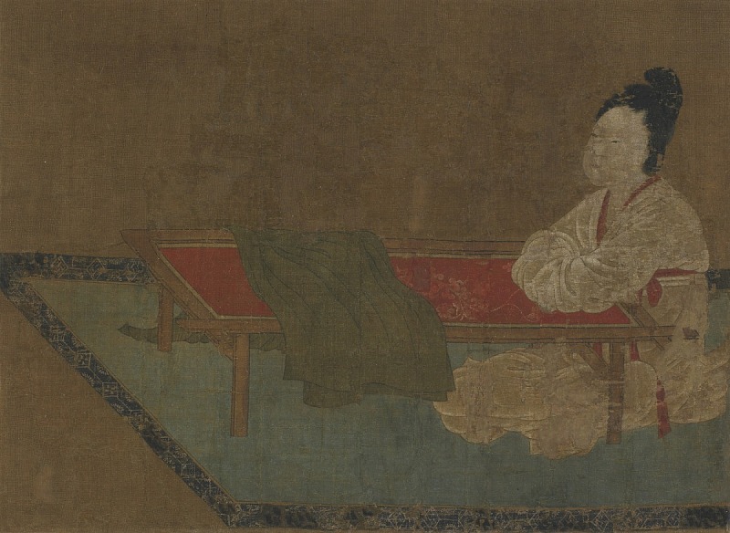 唐代画家周昉作品-《坐在刺绣框架的女孩》