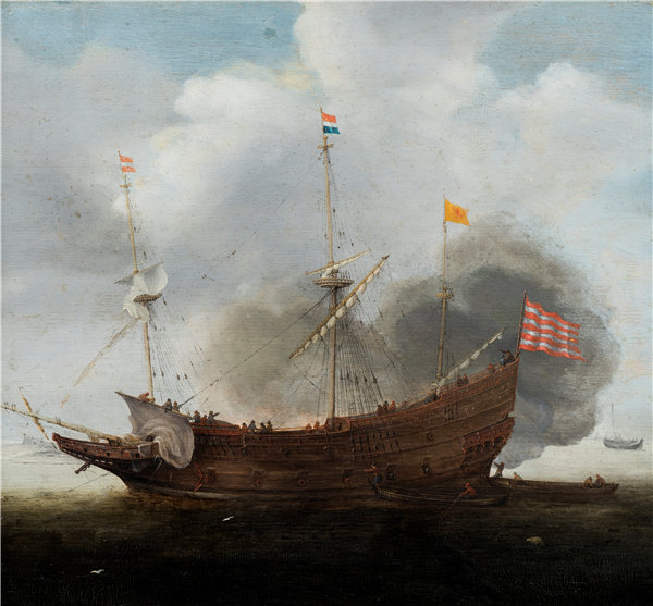 亨德里克·科内利斯·弗鲁姆 (Hendrick Cornelisz Vroom，1566-1640)-军舰 荷兰油画