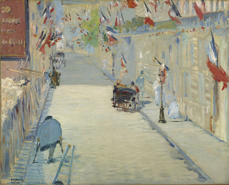 爱德华·马奈（édouard Manet） – 《带旗帜的莫斯尼尔街》，1878年油画高清下载
