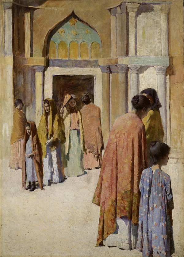 弗兰克·埃德温·斯科特 (Frank Edwin Scott)-Femmes pres des Escaliers no. 一 法国油画