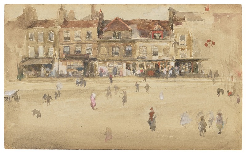 詹姆斯·麦克尼尔·惠斯勒(James McNeill Whistler)-红棕-霍克斯顿水彩画作品