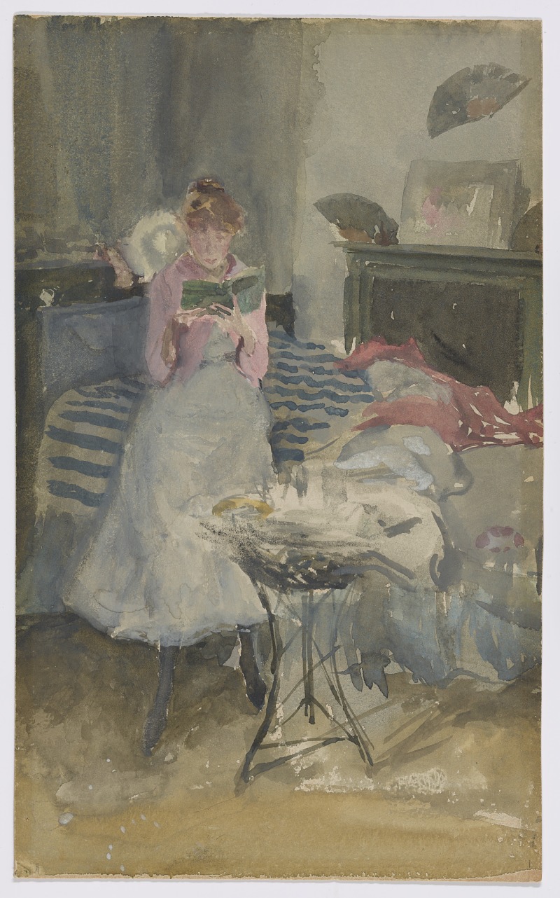 詹姆斯·麦克尼尔·惠斯勒(James McNeill Whistler)-粉红笔记水彩画作品