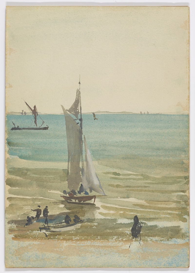 詹姆斯·麦克尼尔·惠斯勒(James McNeill Whistler)-绍森德-快乐游艇水彩画作品