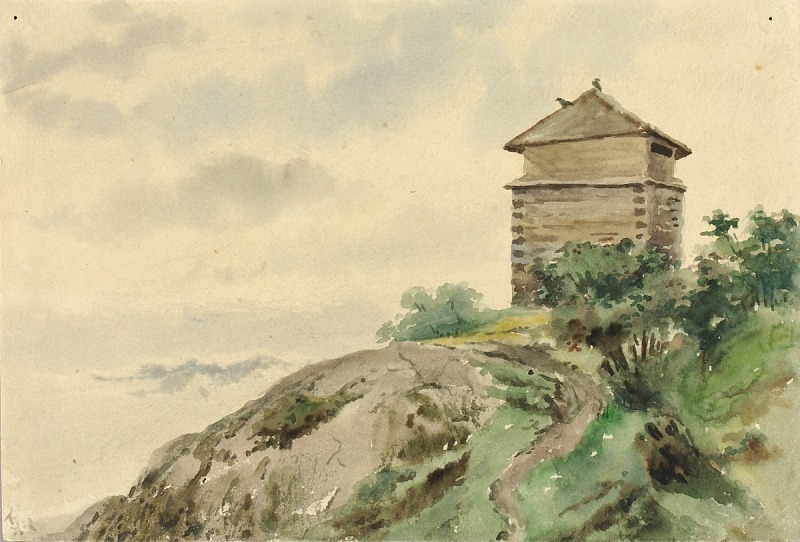 西奥多·J·理查森 (Theodore J. Richardson)-阿拉斯加州布洛克豪斯，1887 年水彩画作品