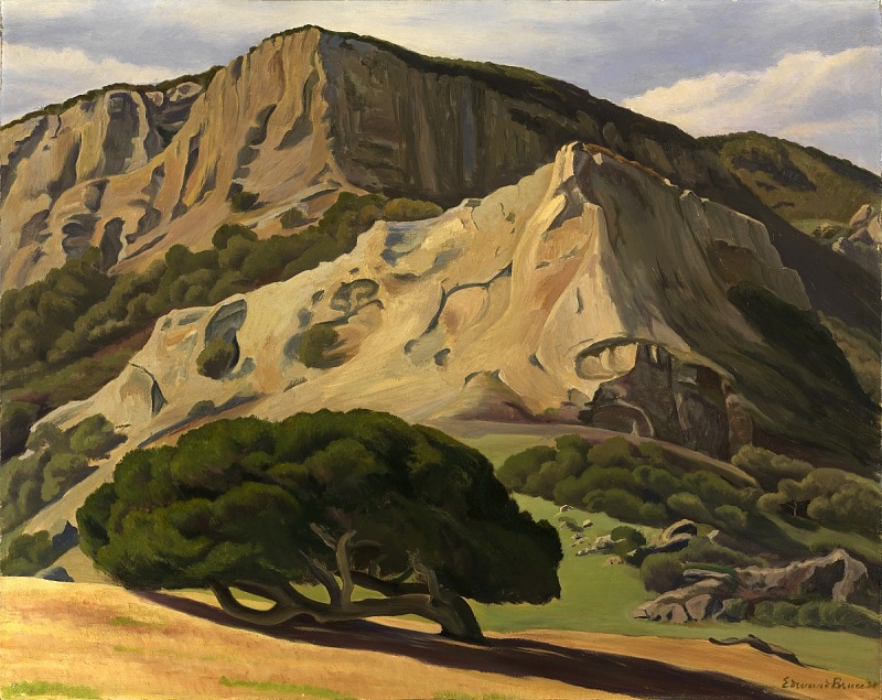 爱德华·布鲁斯 (Edward Bruce)-橡树与岩石油画
