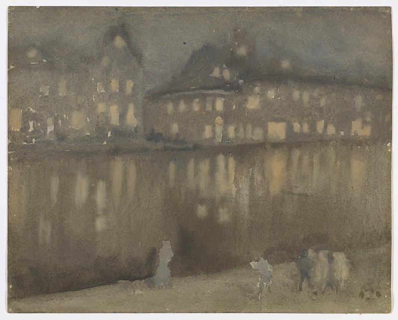 詹姆斯·麦克尼尔·惠斯勒(James McNeill Whistler)-阿姆斯特丹大运河水彩画作品