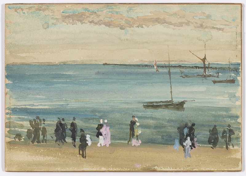 詹姆斯·麦克尼尔·惠斯勒(James McNeill Whistler)-绍森德码头水彩画作品