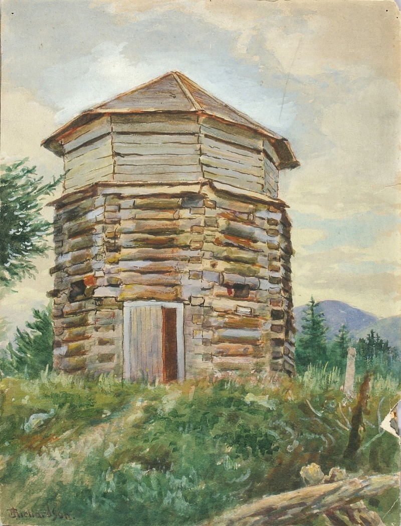 西奥多·J·理查森 (Theodore J. Richardson)-俄罗斯方块屋，阿拉斯加，1900 年水彩画作品