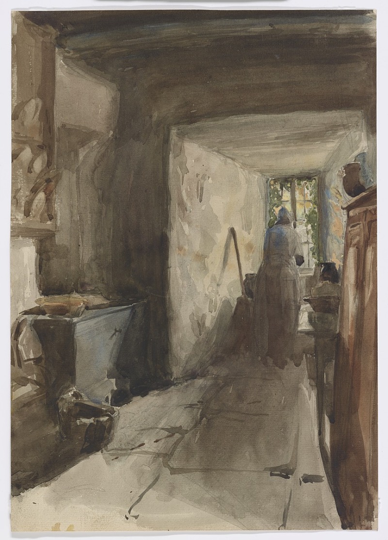 詹姆斯·麦克尼尔·惠斯勒(James McNeill Whistler)-厨房水彩画作品