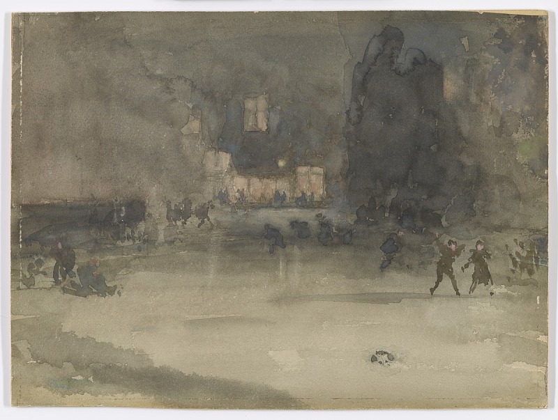 詹姆斯·麦克尼尔·惠斯勒(James McNeill Whistler)-冬天的阿姆斯特丹水彩画作品