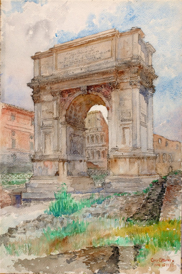 卡斯·吉尔伯特（Cass Gilbert）-提图斯拱门，罗马水彩