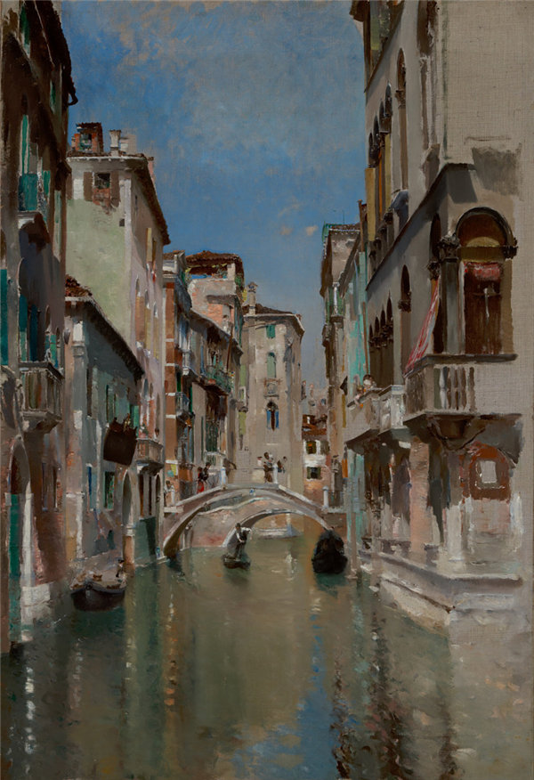 罗伯特·弗雷德里克·布鲁姆 (Robert Frederick Blum)-运河在威尼斯 油画