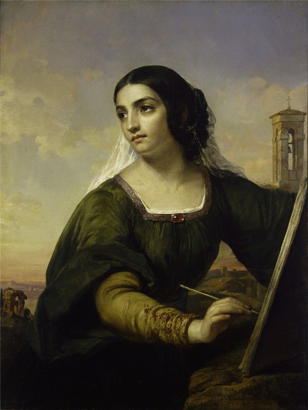 丹尼尔·亨廷顿（Daniel Huntington）-意大利女子油画