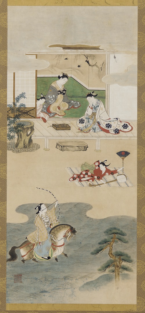 川又常行 (1676-1741)-模仿那须与一的故事绘画作品