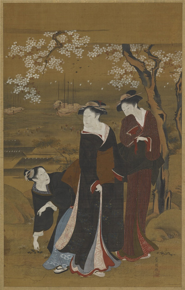 歌川豊国 (1769-1825)-三个女人绘画作品下载