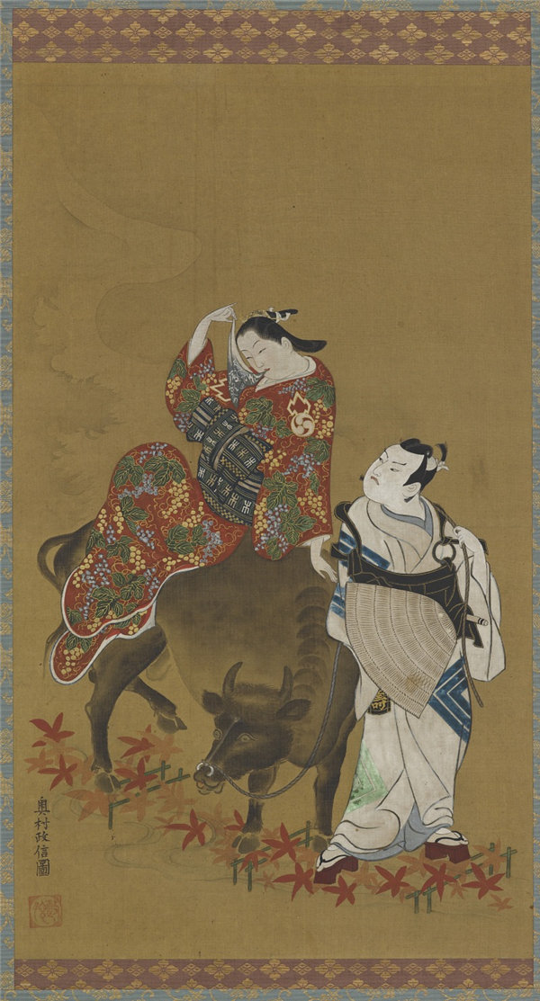 奥村政信（1686-1764）-两位歌舞伎演员绘画作品