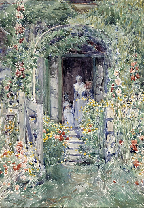 施尔德·哈森(Frederick Childe Hassam )-荣耀的花园水彩