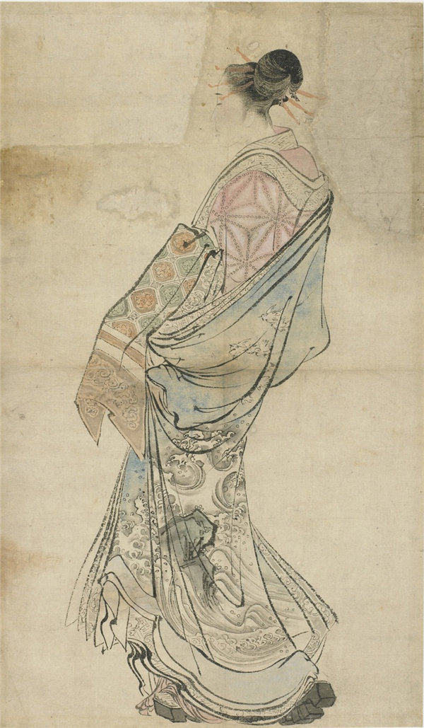 葛饰北斎（1760-1849）-妓女的行走图 绘画作品