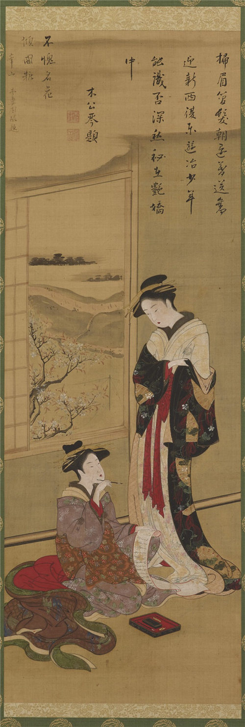 葛饰北斎（1760-1849）-内景：交际花 绘画作品