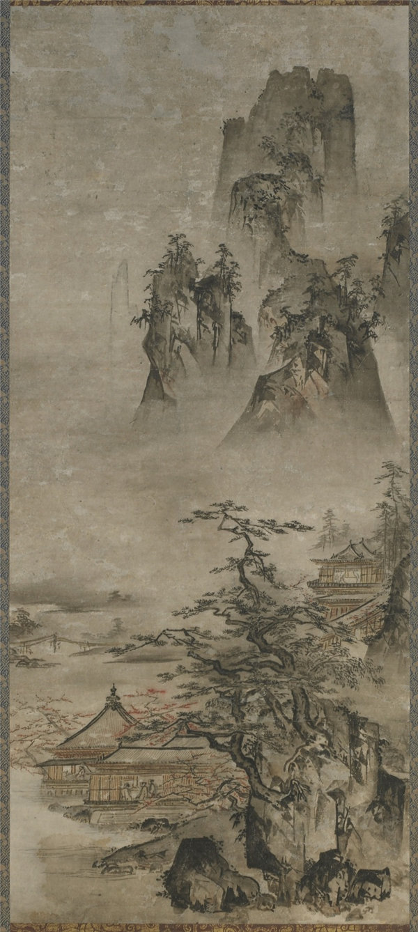 佐久学夫-景观：山、溪、屋绘画作品