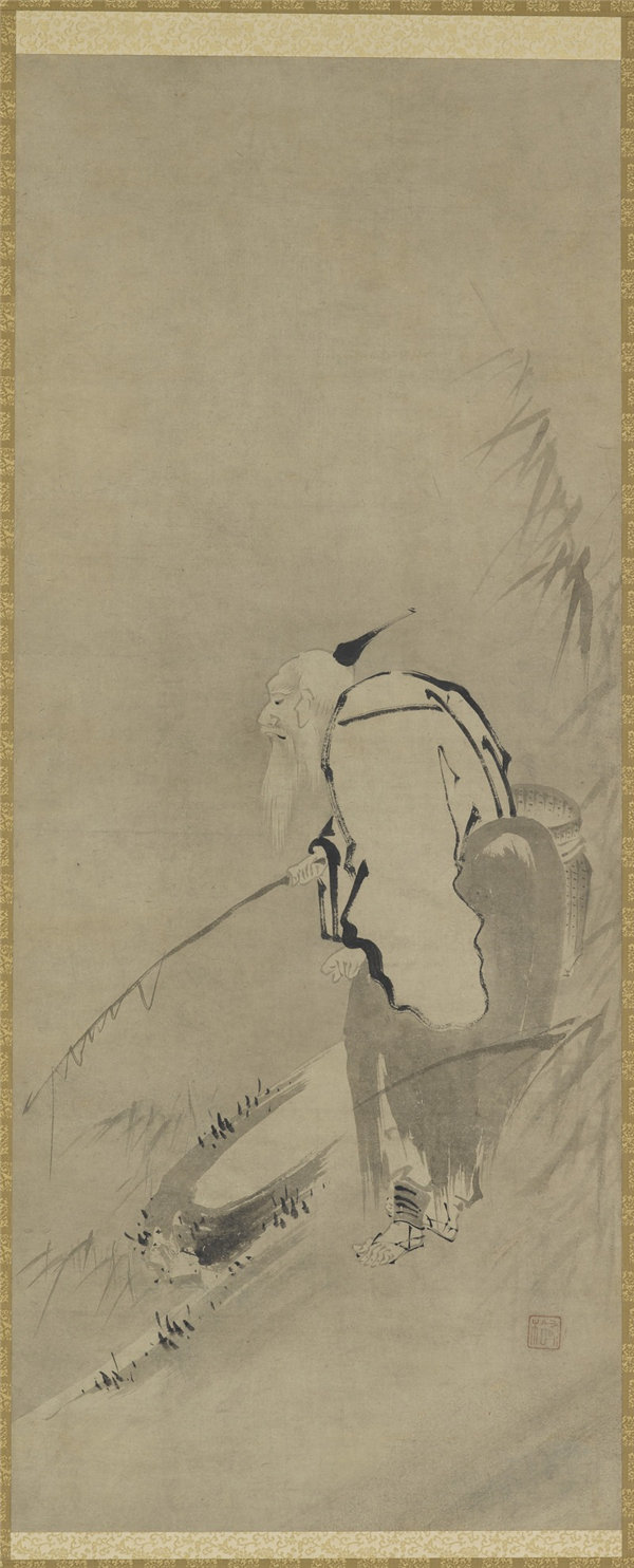海保优书（1533-1615）-姜子牙钓鱼绘画作品