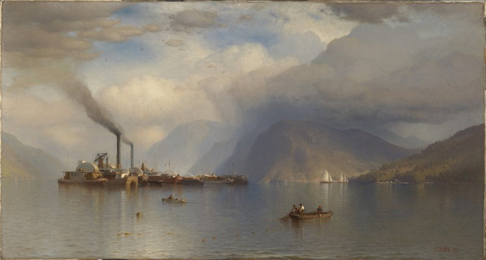 美国画家塞缪尔·科尔曼 (Samuel Colman)-哈德逊河上的风暴之王油画