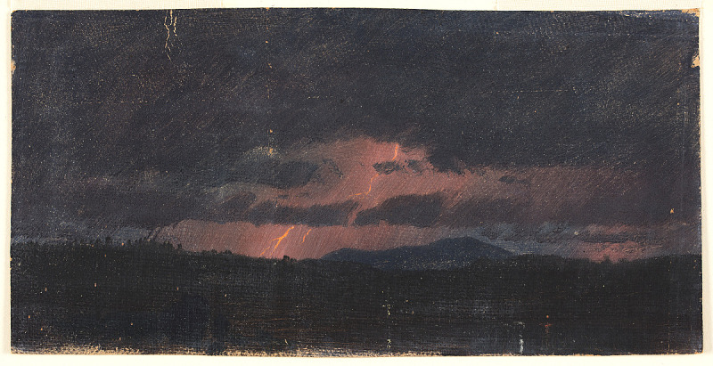 弗雷德里克·埃德温·丘奇 (Frederic Edwin Church)-哈德逊河谷上空的风暴油画