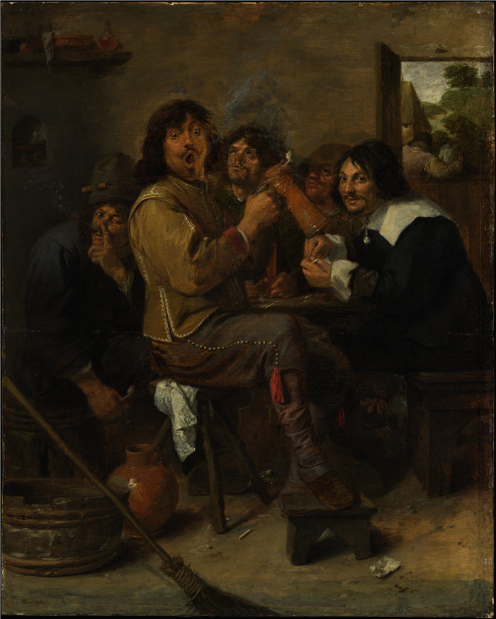 大卫·特尼尔斯（david ll teniers，比利时，1610-1690 年）-吸烟者油画