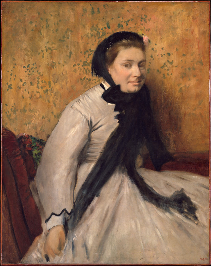埃德加·德加(Edgar Degas)-一个穿灰色衣服的女人的肖像油画