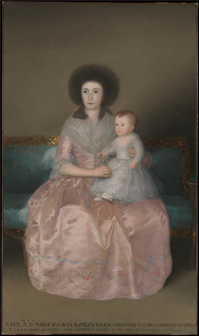 弗朗西斯科·德·戈雅（Francisco de Goya）-康德萨·德·阿尔塔米拉和她的女儿 西班牙油画