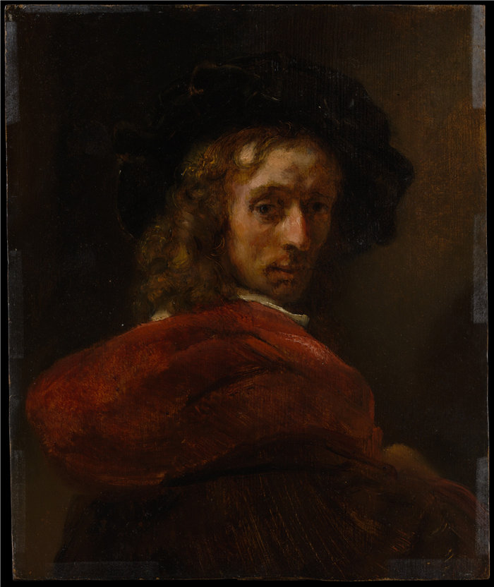 伦勃朗风格（Rembrandt）-穿红斗篷的人油画 荷兰