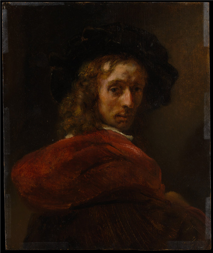 伦勃朗风格(Rembrandt)-穿红斗篷的人油画 荷兰