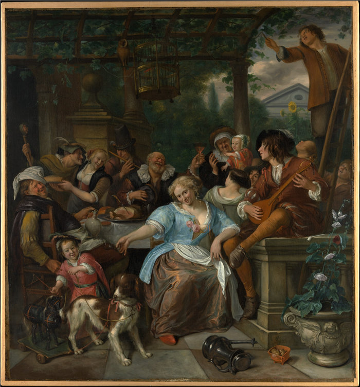 扬·斯汀（Jan Steen） –露台上的快乐公司 荷兰高清油画下载