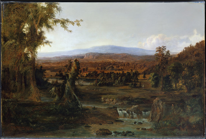 罗伯特·S·邓肯森 (Robert S. Duncanson)-牧羊人的风景油画