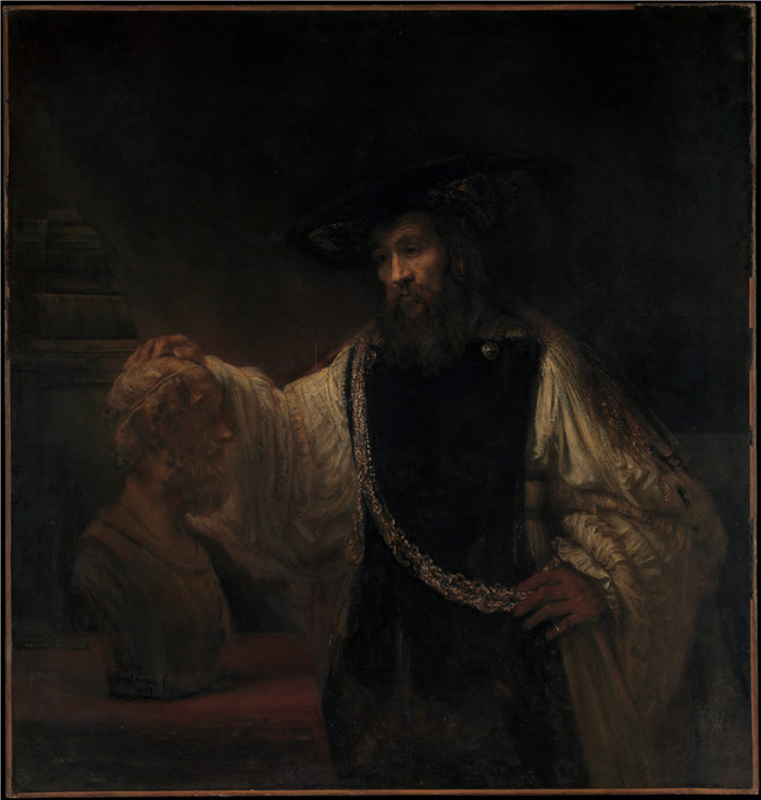 伦勃朗风格（Rembrandt）-亚里士多德与荷马半身像油画