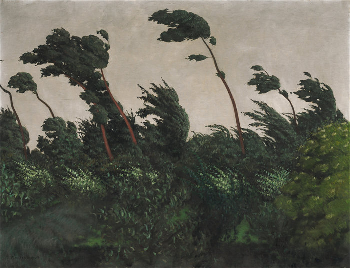 费利克斯·瓦洛顿（Félix Vallotton）-风 1910年作品 瑞士油画高清下载
