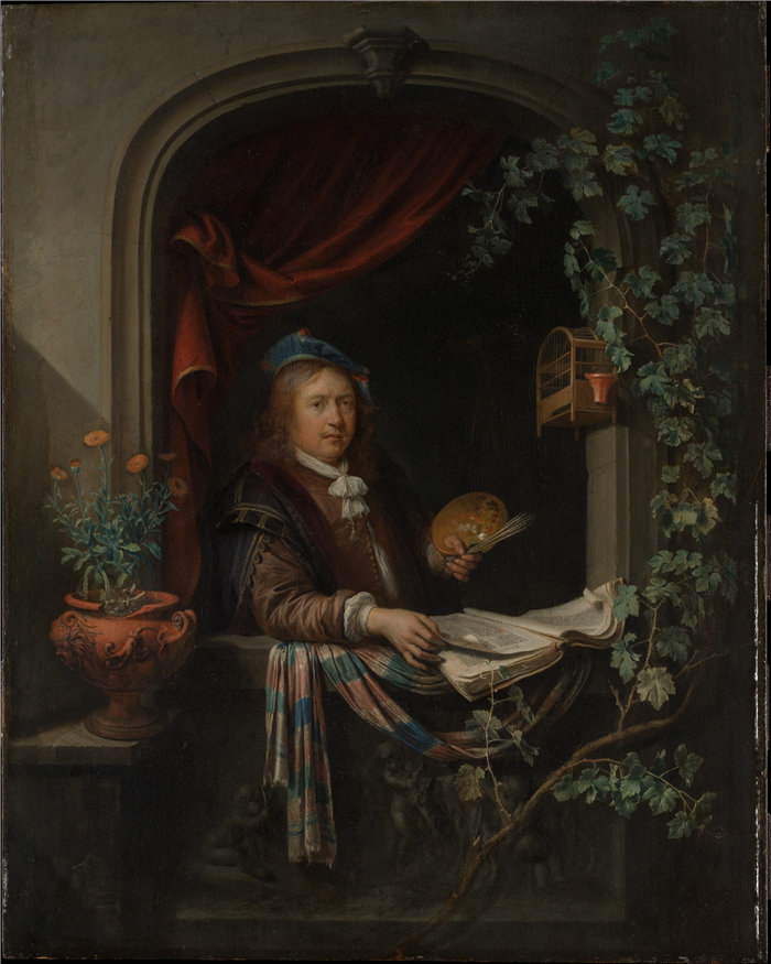 格里特·杜（Gerrit Dou,荷兰，1613-1675）-自画像油画