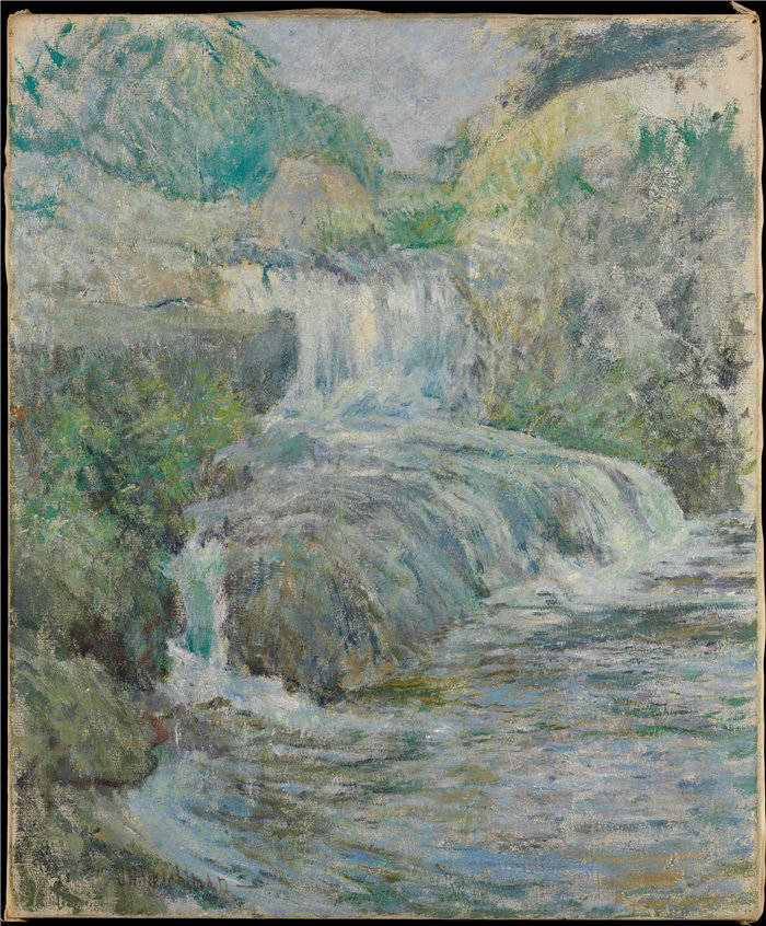约翰·亨利·特瓦克曼（John Henry Twachtman）-瀑布油画