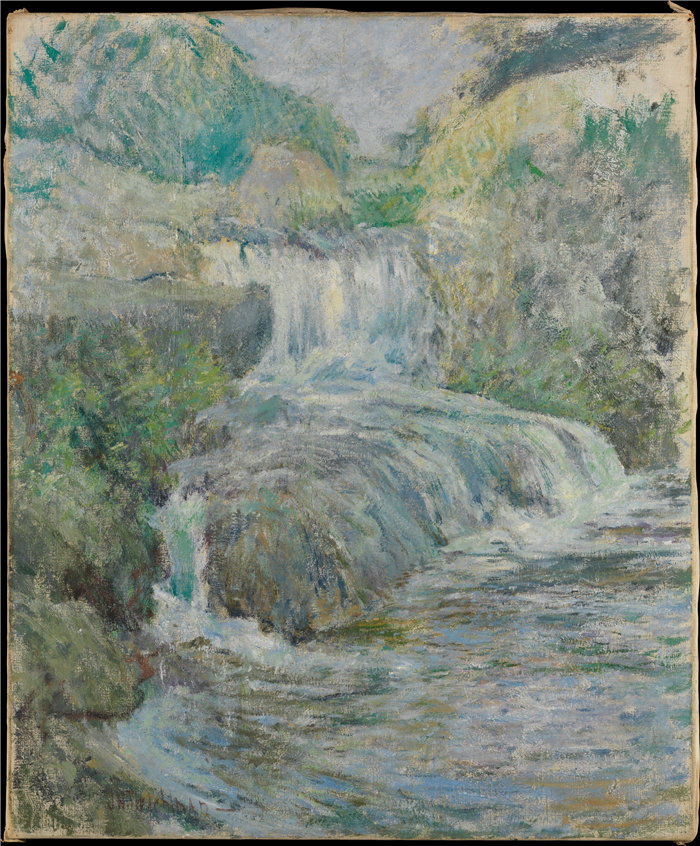 约翰·亨利·特瓦克曼(John Henry Twachtman)-瀑布油画
