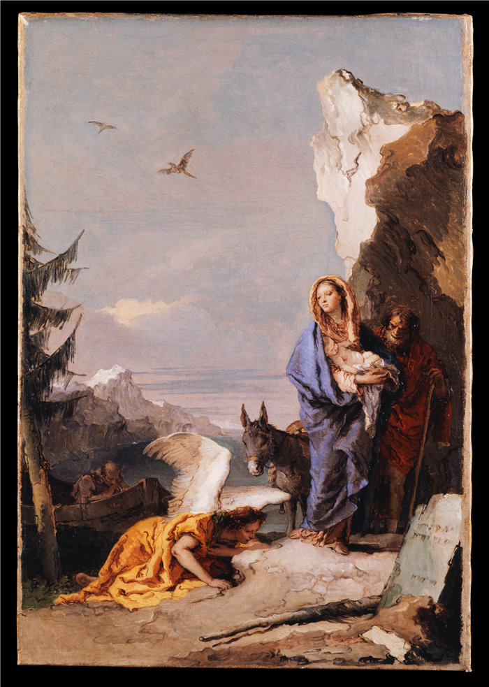 乔瓦尼·巴蒂斯塔·提埃波罗（Giovanni Battista Tiepolo）-飞往埃及的航班油画