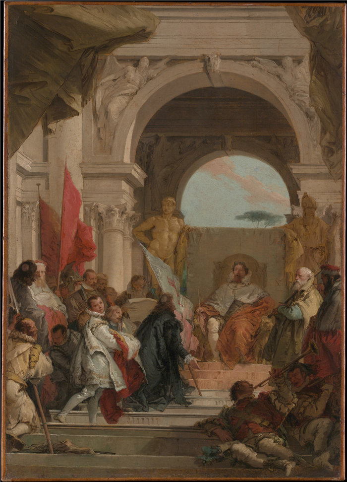 乔瓦尼·巴蒂斯塔·提埃波罗（Giovanni Battista Tiepolo）-哈罗德主教被任命为弗兰肯公爵油画